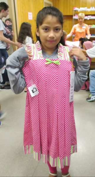 8 - Girl with her new pink polka dot dress